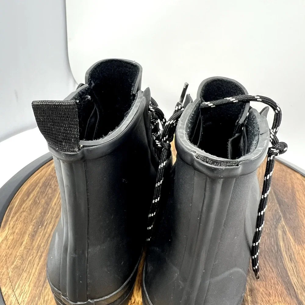 Madewell Rain Boots Women's 9 Lace Up Lugsole Black Rubber